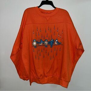 Rare Y2K Chase‎ Authentics Blue Bird Crewneck Sweatshirt XL Orange